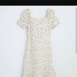 Loft Plus size white polka dot dress